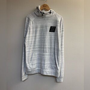 American Eagle Outfitters Men's Light Gray Striped Hoodie, Small